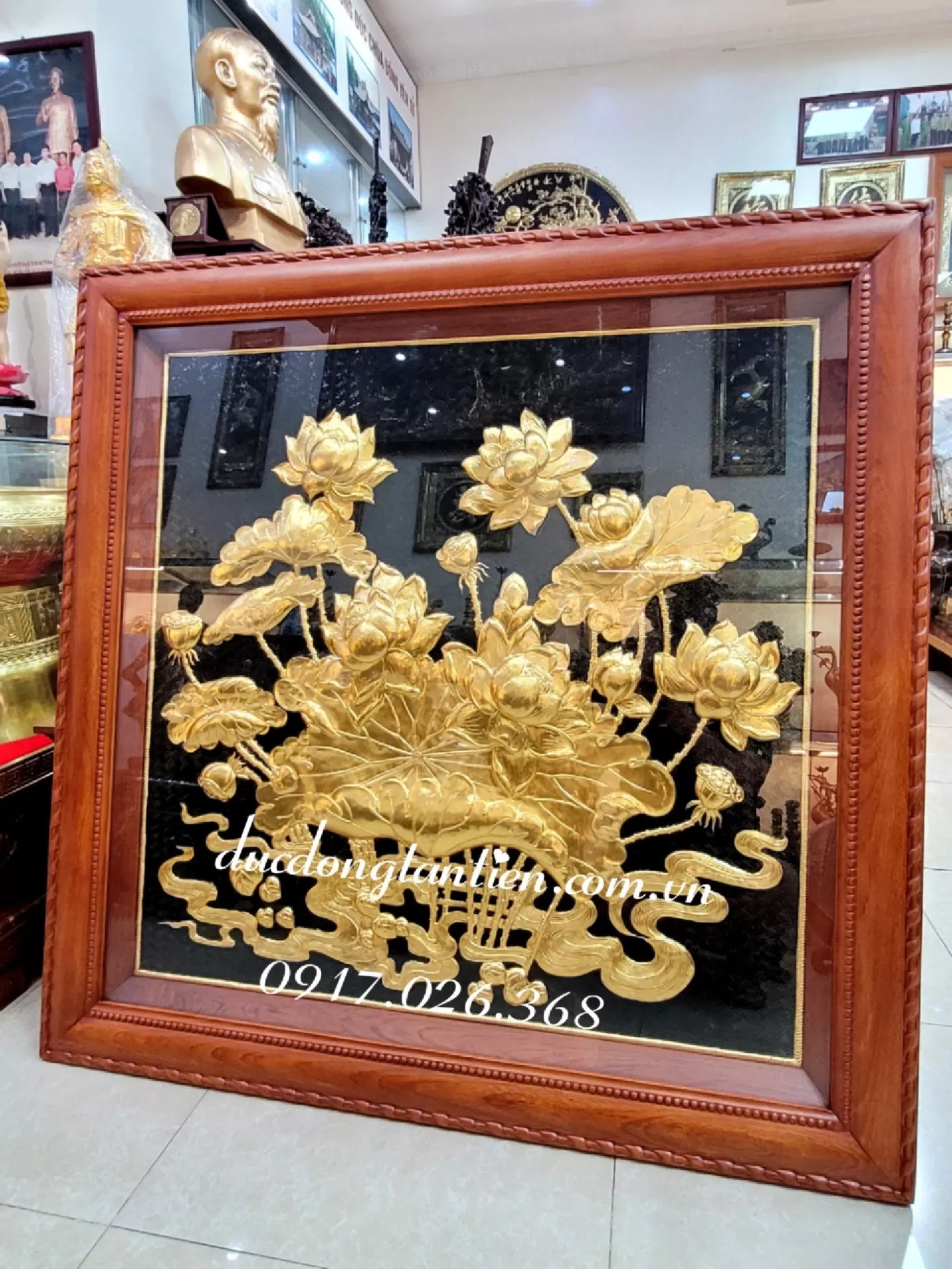 Tranh Hoa Sen bằng Đồng