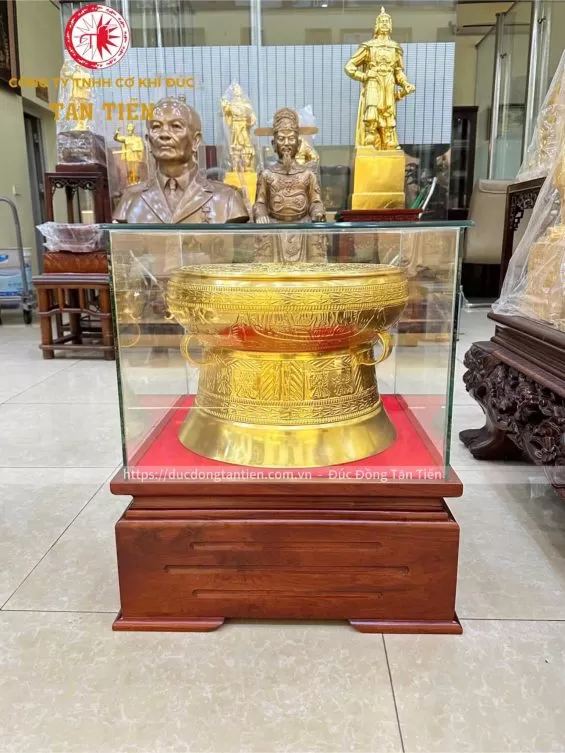 Trống Đồng D&aacute;t V&agrave;ng 24k Đường K&iacute;nh 40cm