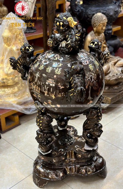 Đỉnh Thất L&acirc;n Bằng Đồng Khảm Tam Kh&iacute;