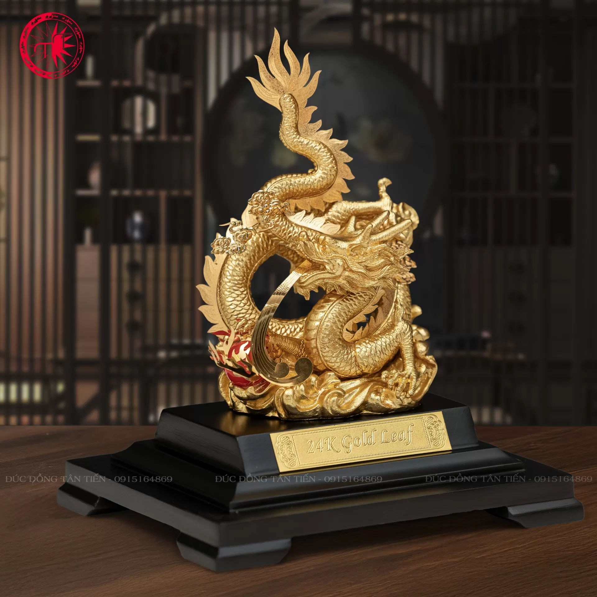 Tượng Rồng Phong Thủy Dát Vàng 24K