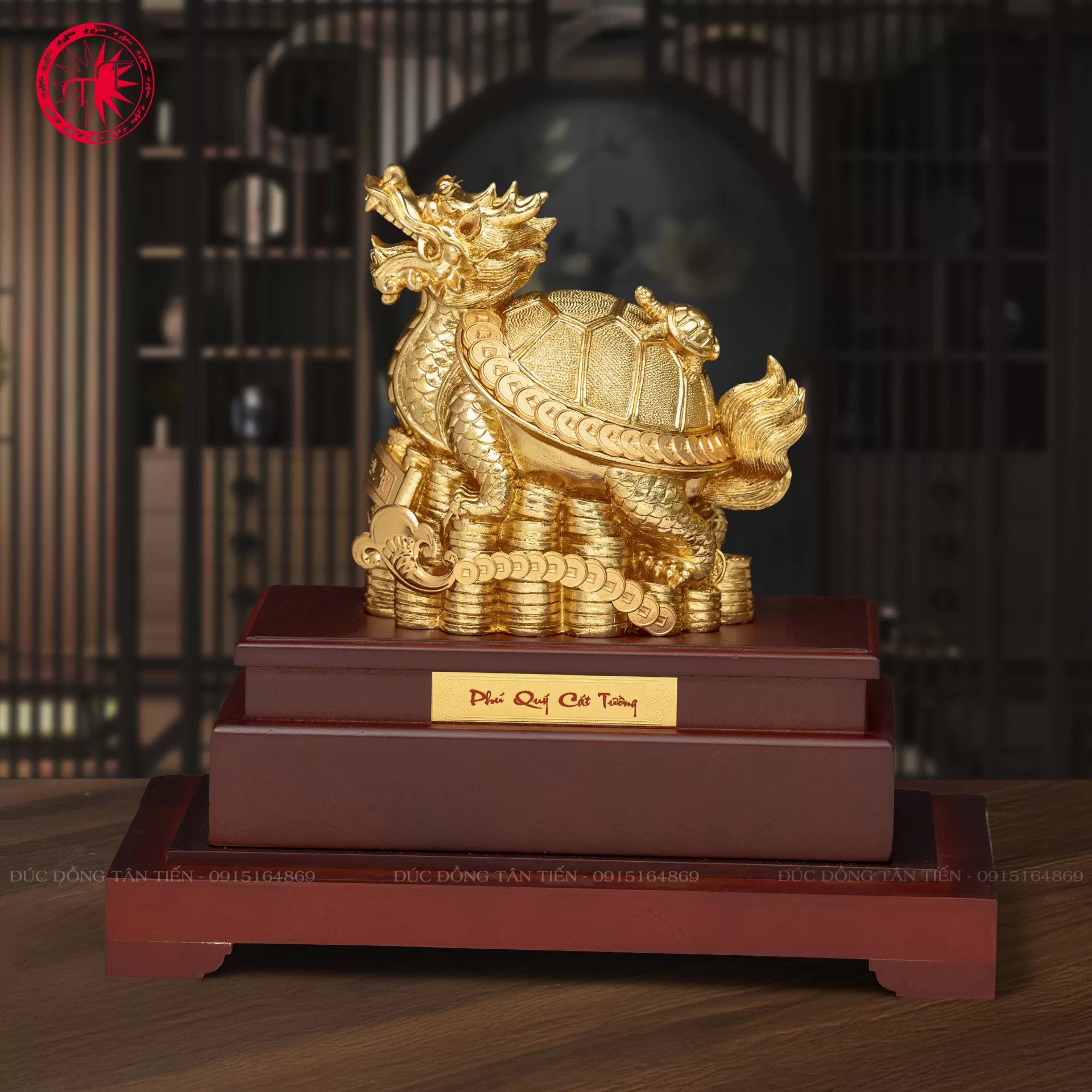 Tượng Long Quy Mạ Vàng 24K