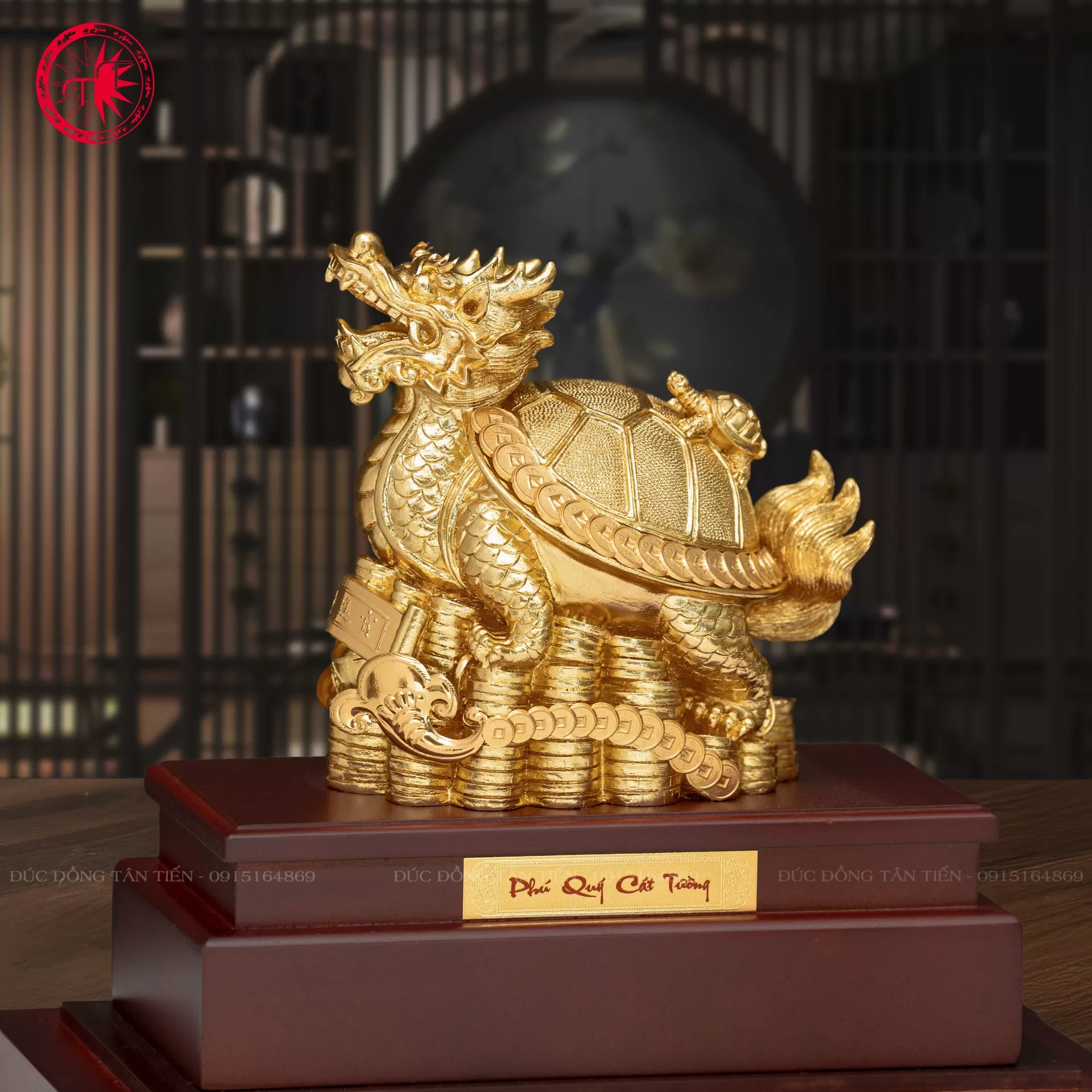 Tượng Long Quy Mạ Vàng 24K