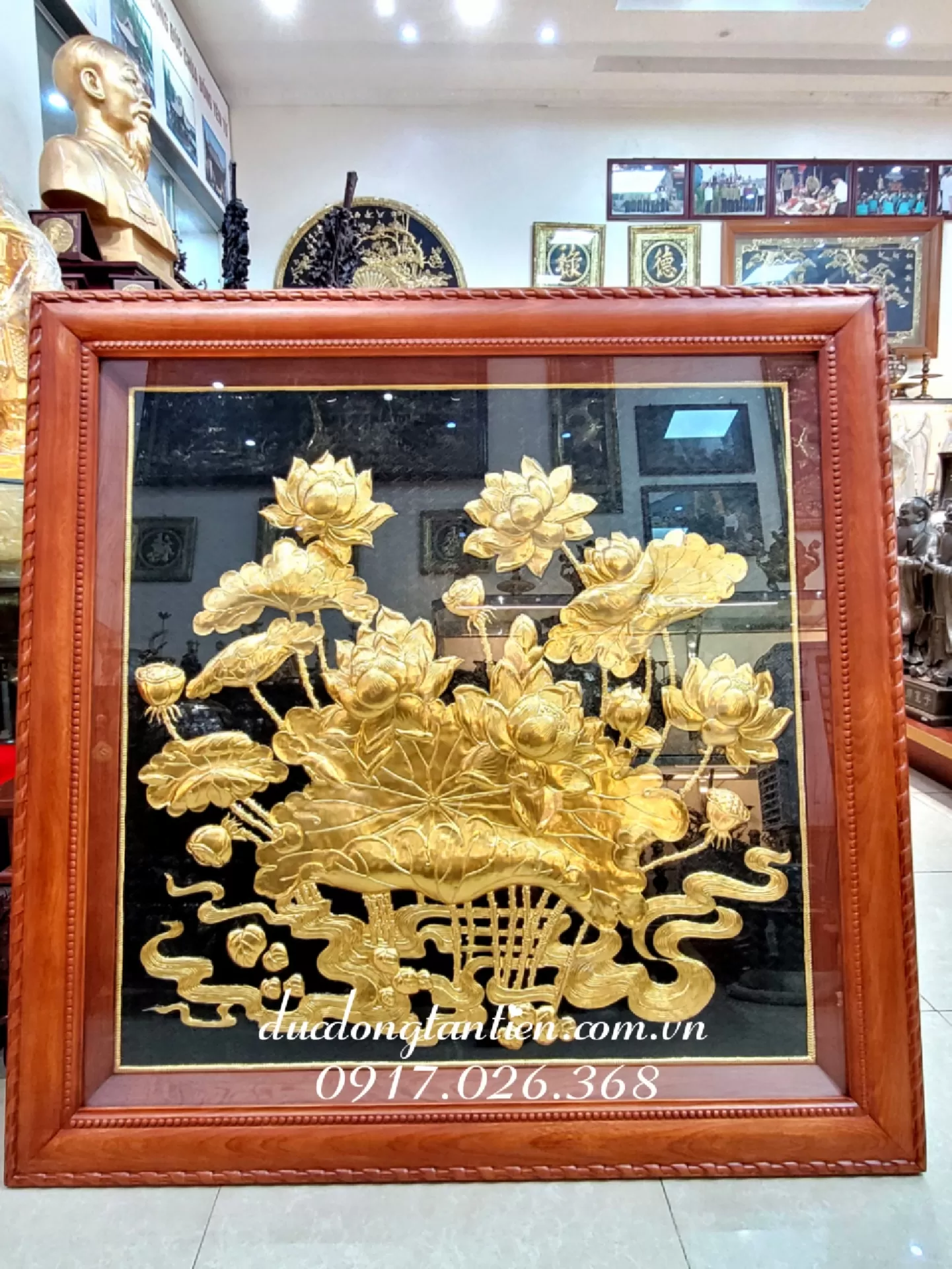 Tranh Hoa Sen bằng Đồng
