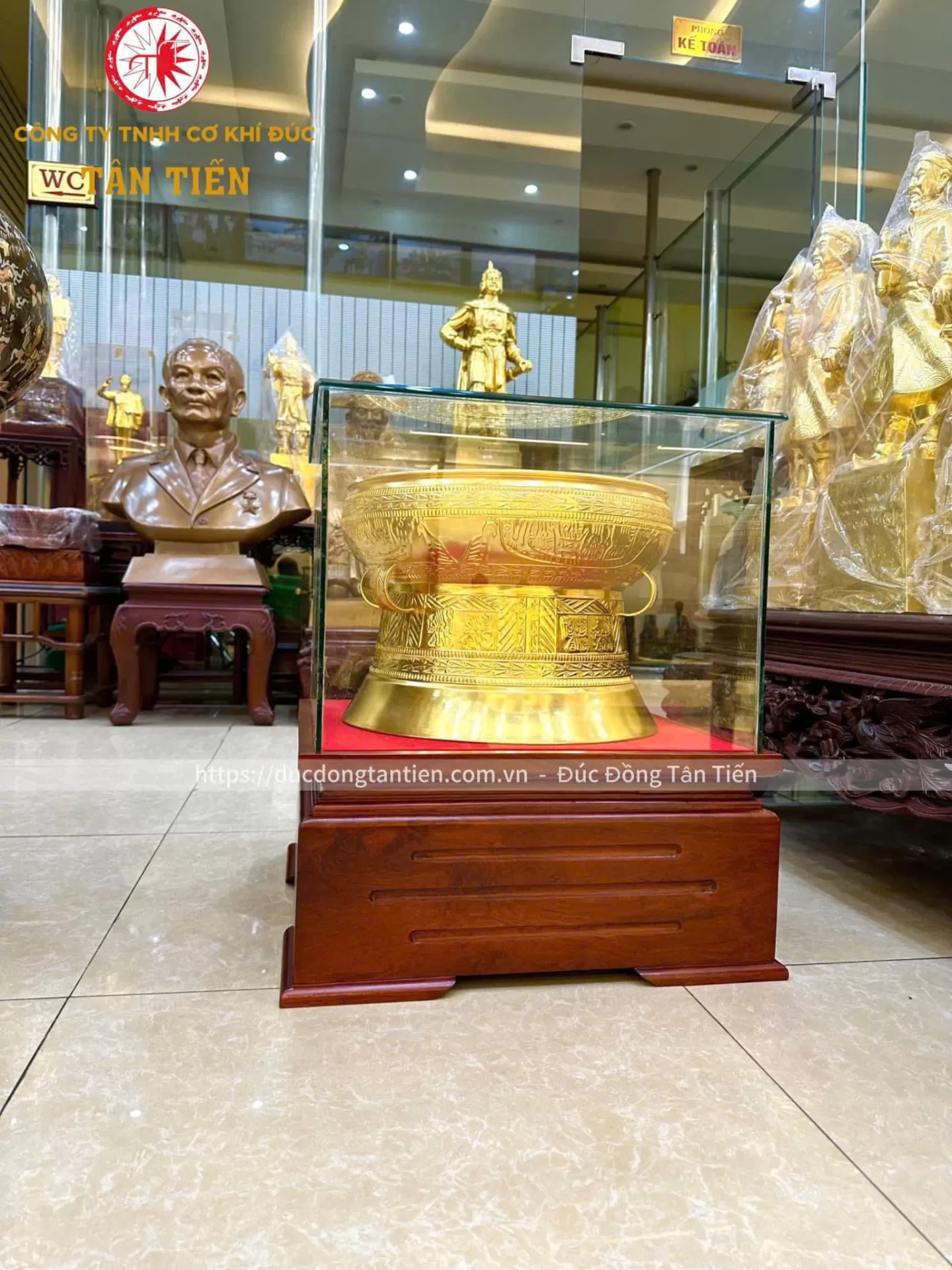 Trống Đồng Dát Vàng 24k