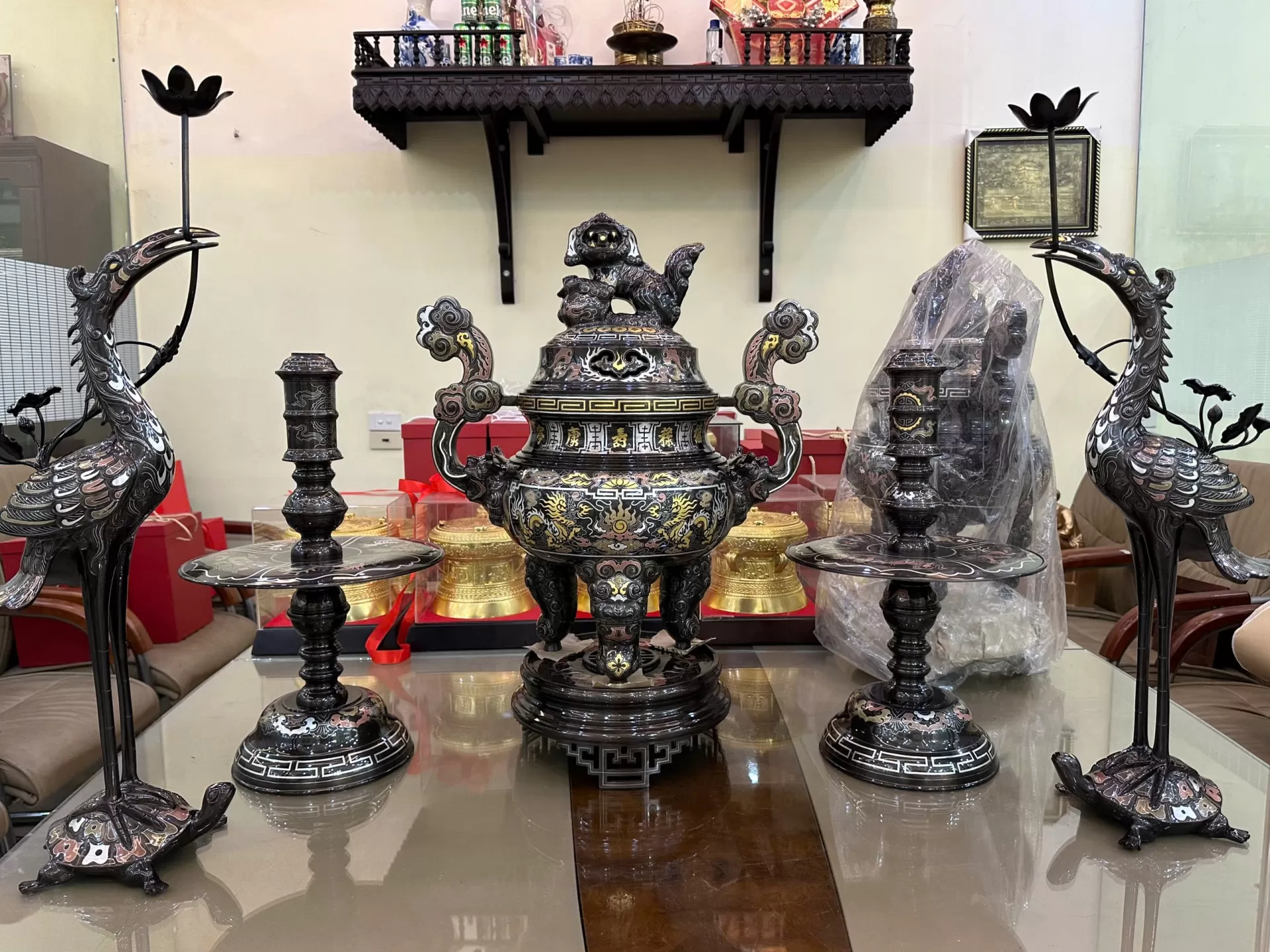 Bộ Đồ Thờ Khảm Ngũ Sắc