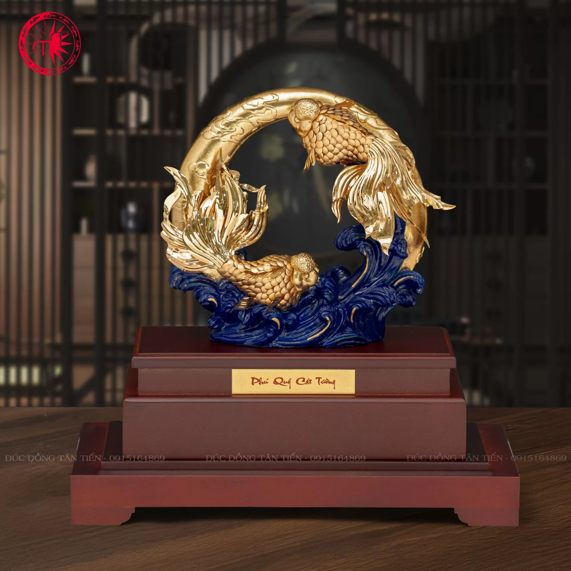 tượng song ngư dát vàng 24K