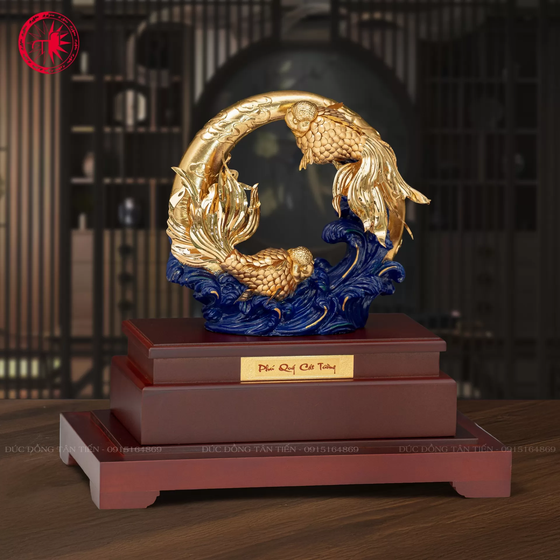 tượng song ngư dát vàng 24K