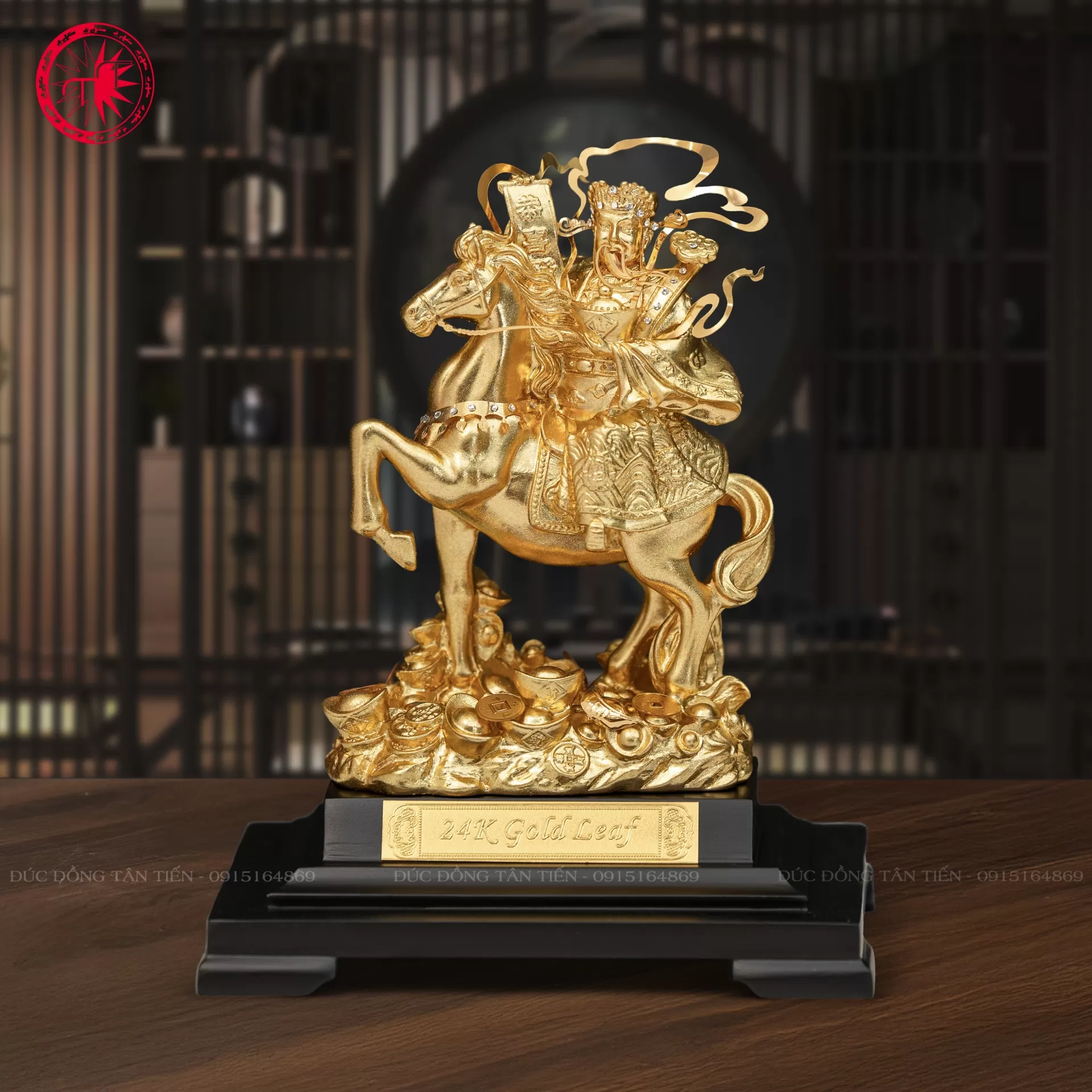 thần tài cưỡi ngựa dát vàng 24k