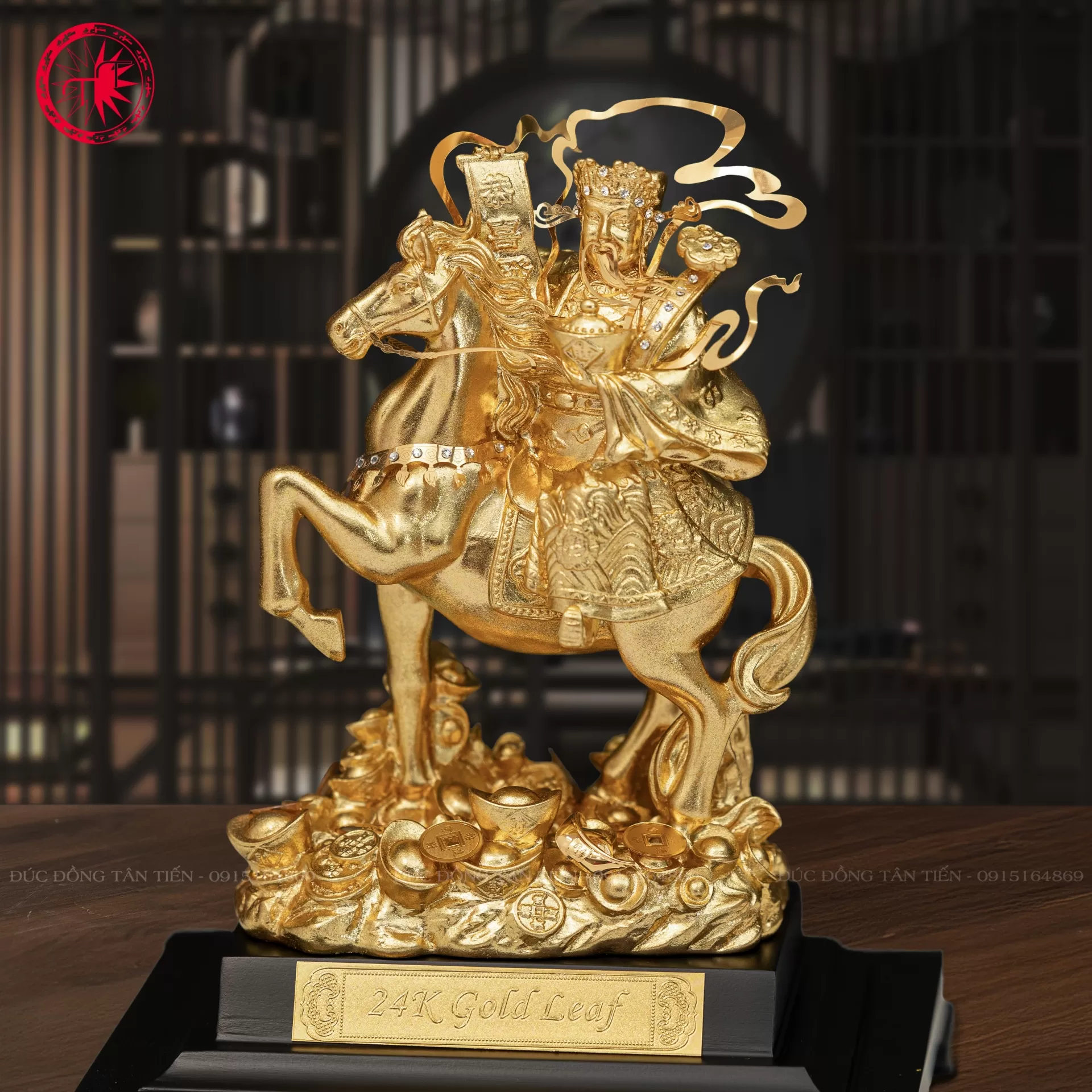 thần tài cưỡi ngựa dát vàng 24k