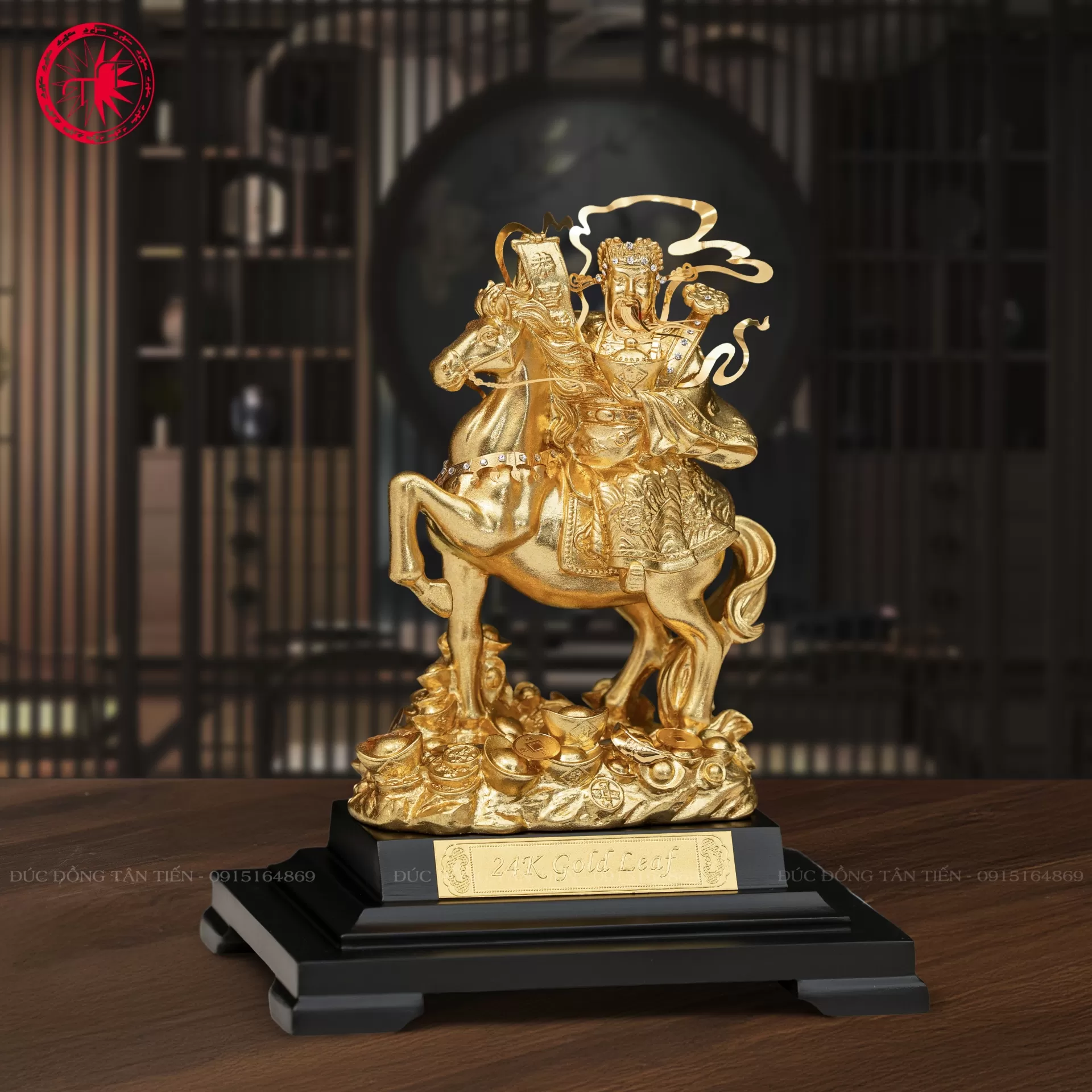 thần tài cưỡi ngựa dát vàng 24k