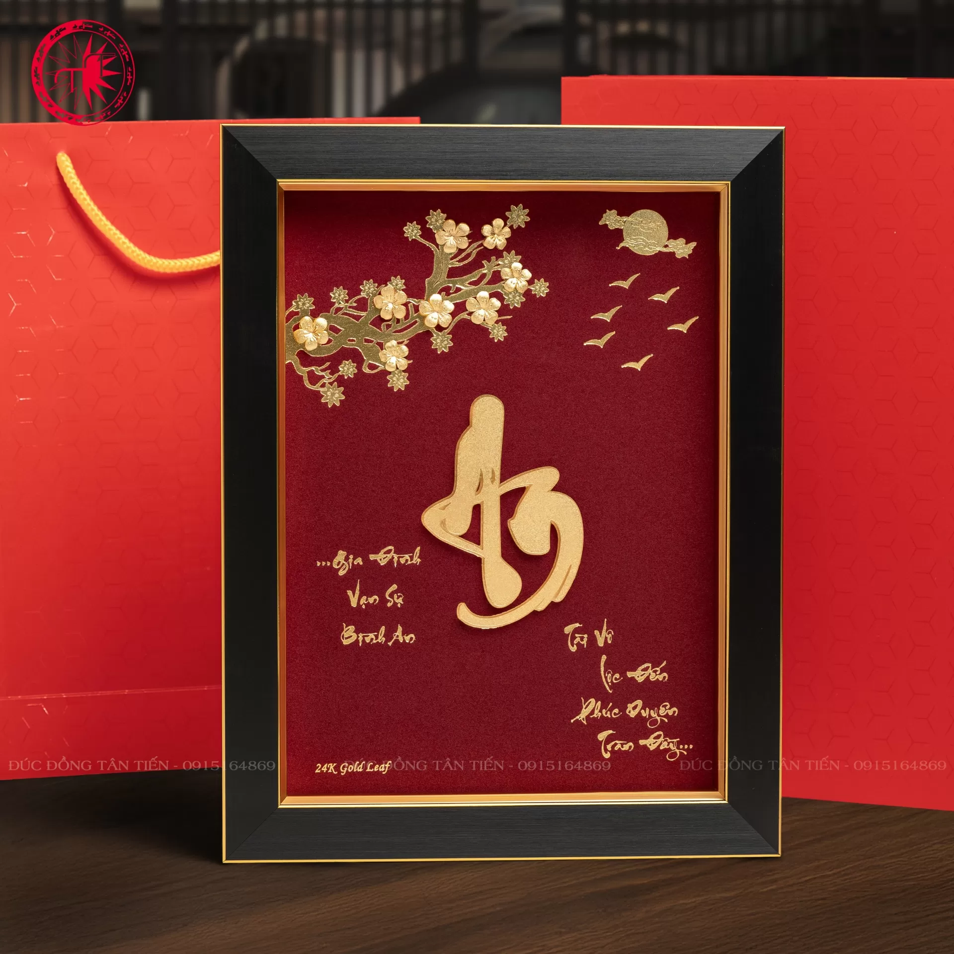 Tranh Chữ An Dát Vàng 24K