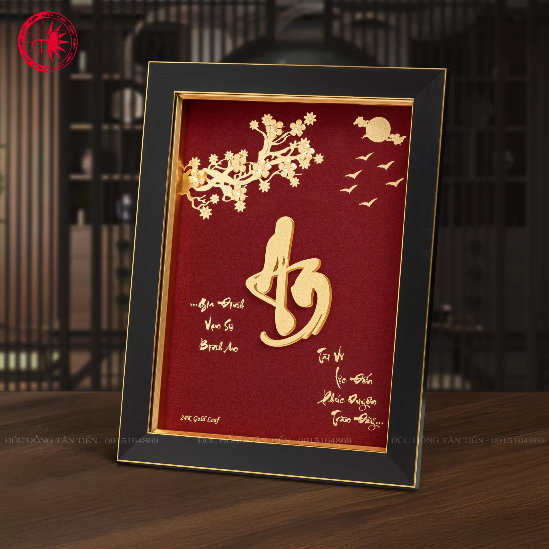 Tranh Chữ An Dát Vàng 24K