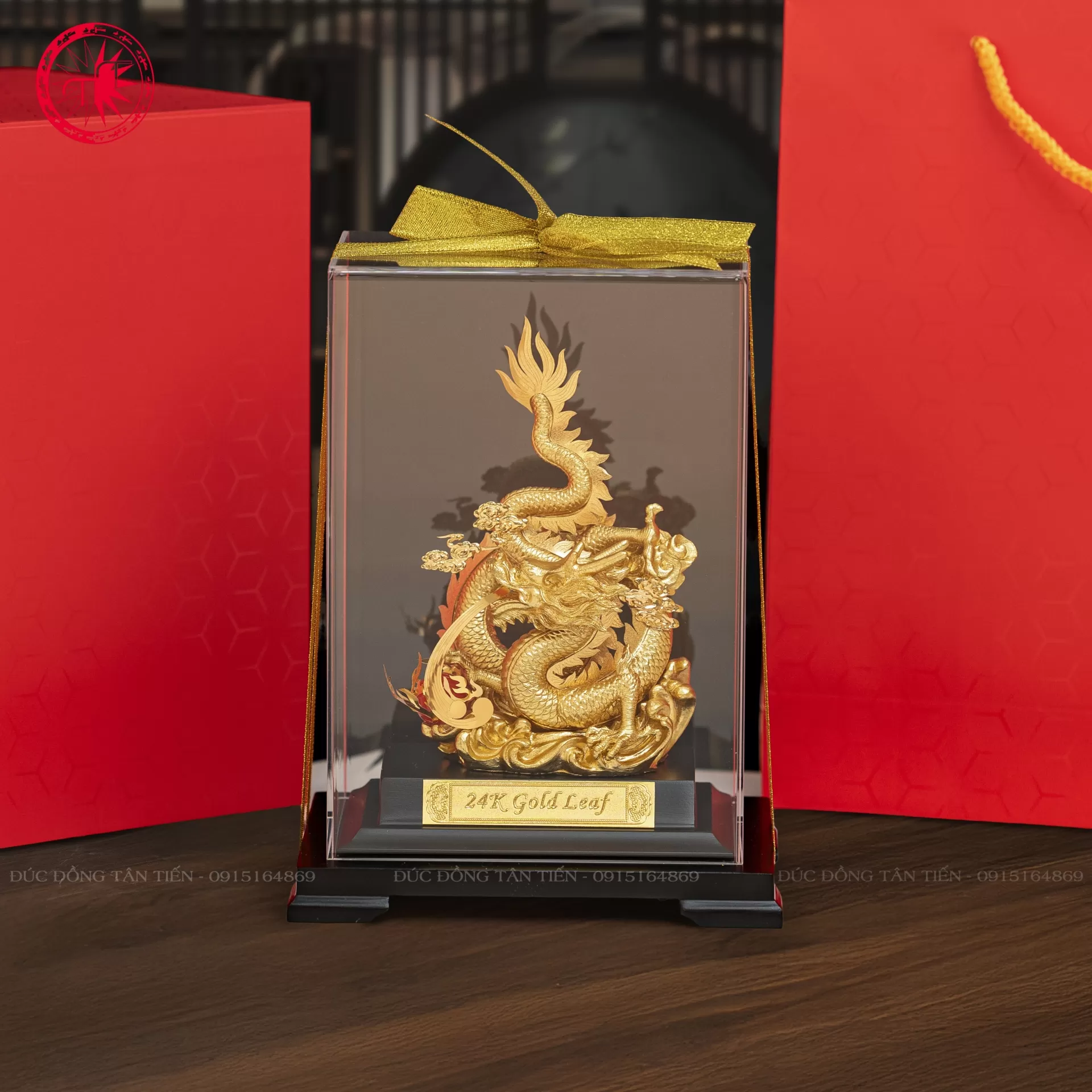 Tượng Rồng Phong Thủy Dát Vàng 24K