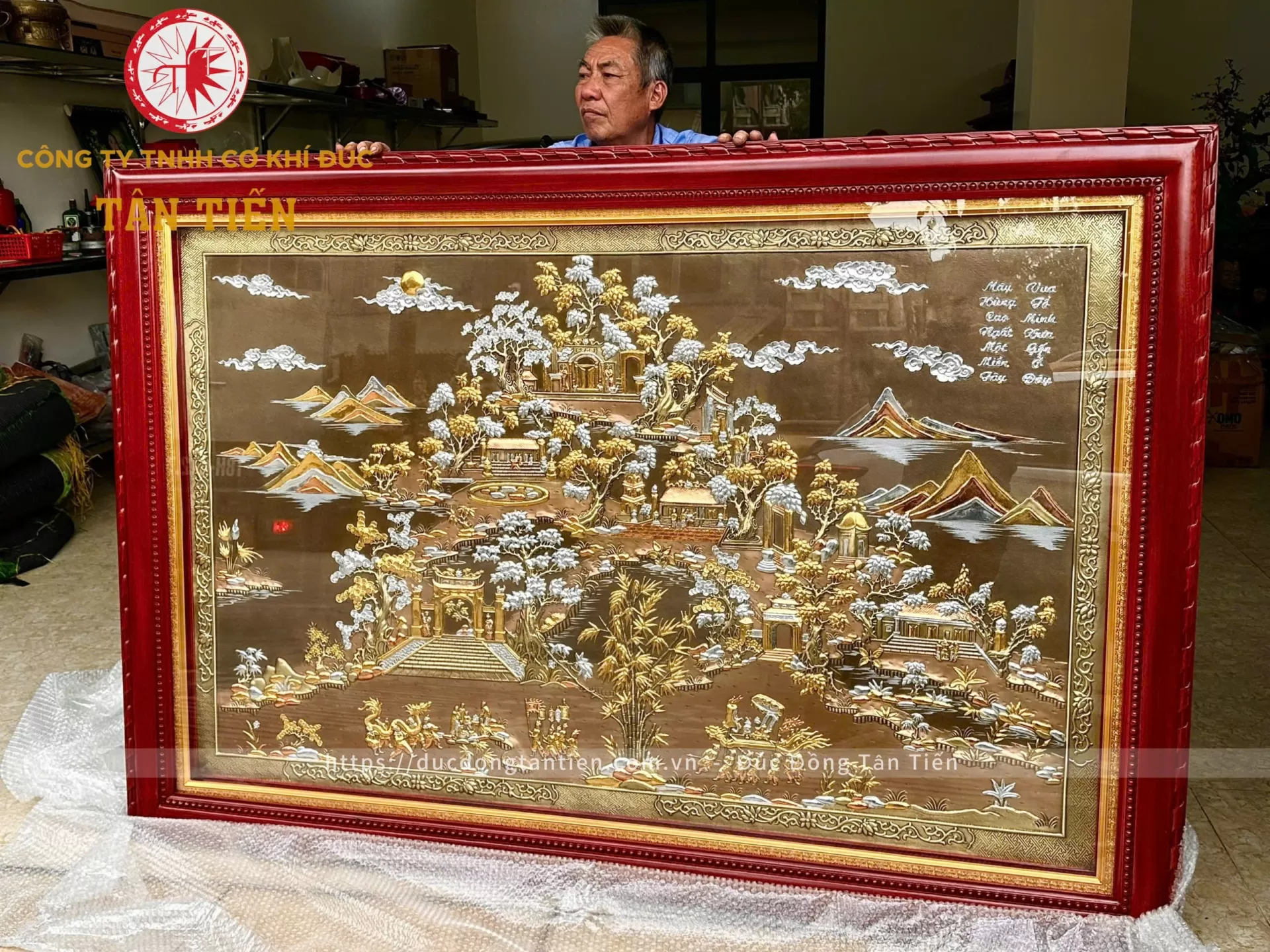 Bức Tranh Đền Hùng Bằng Đồng Mạ Vàng Bạc