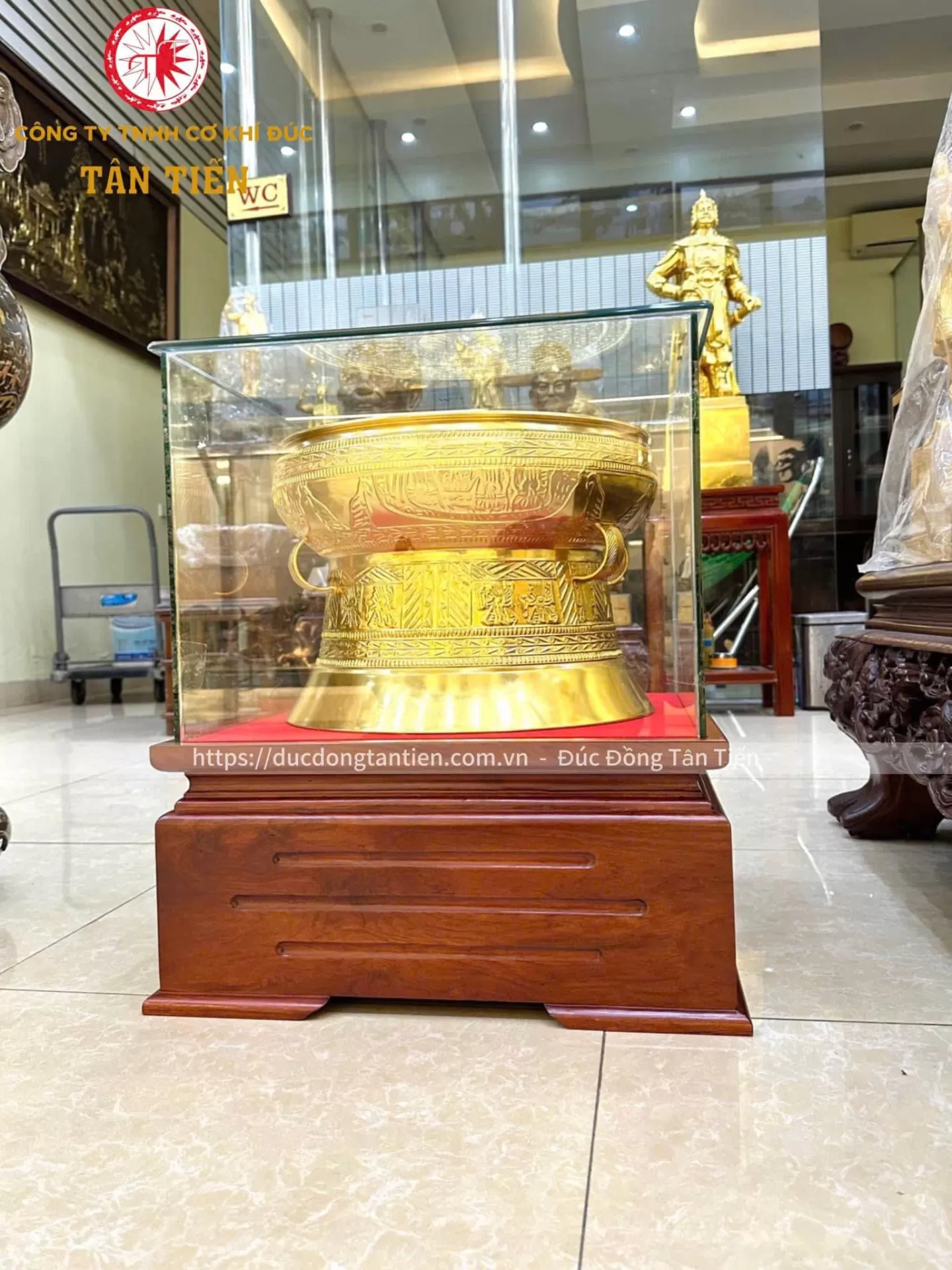 Trống Đồng Dát Vàng 24k