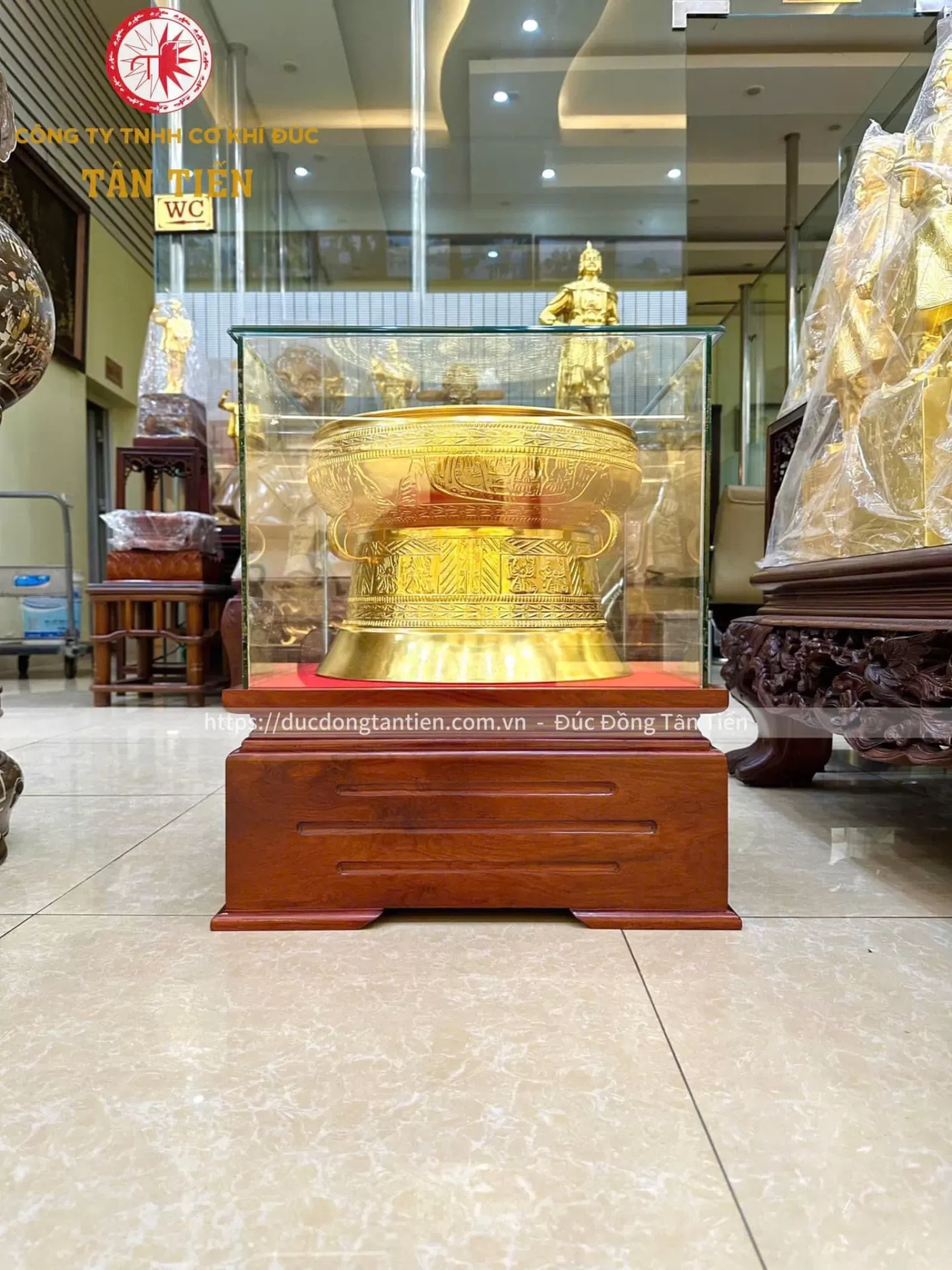 Trống Đồng Dát Vàng 24k