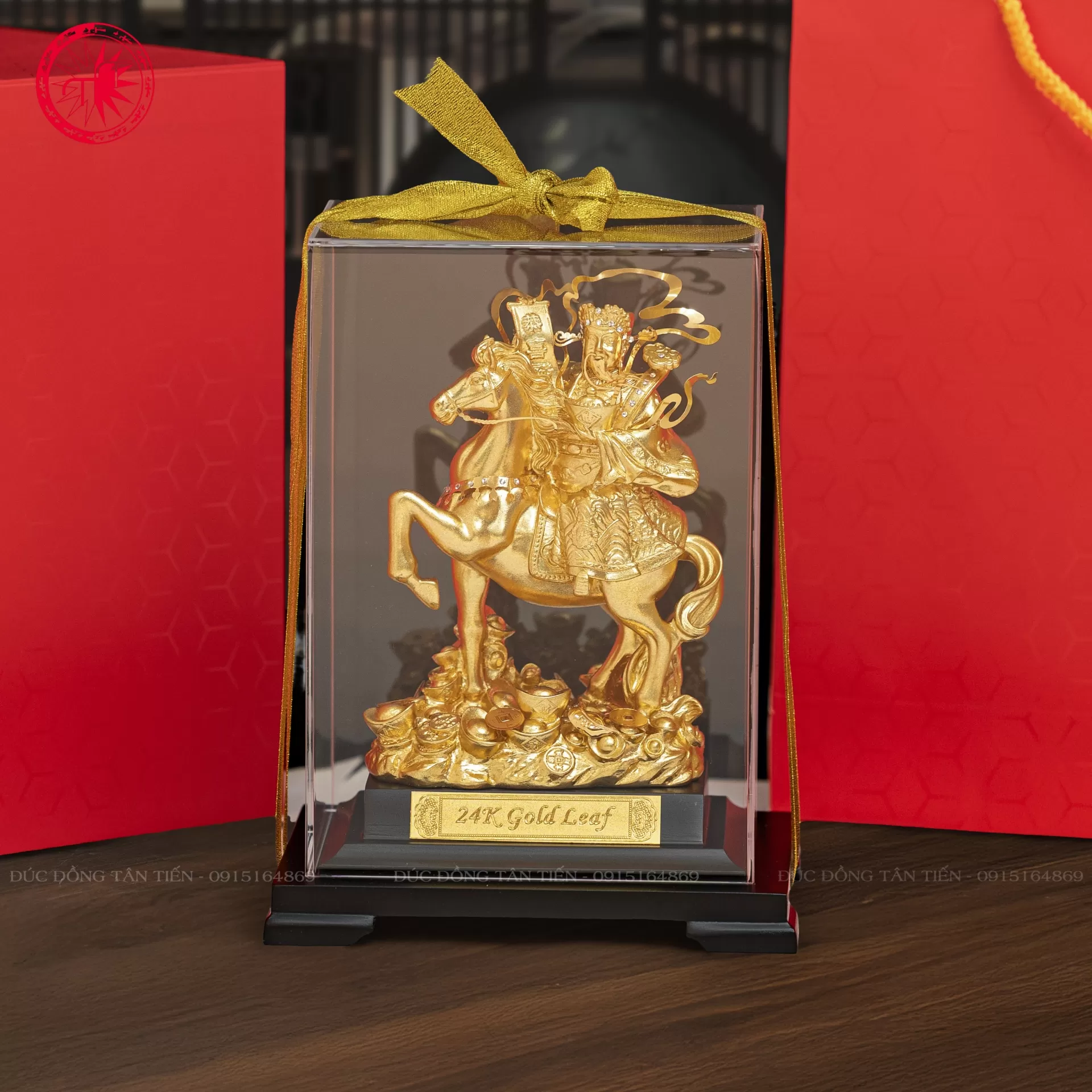 thần tài cưỡi ngựa dát vàng 24k